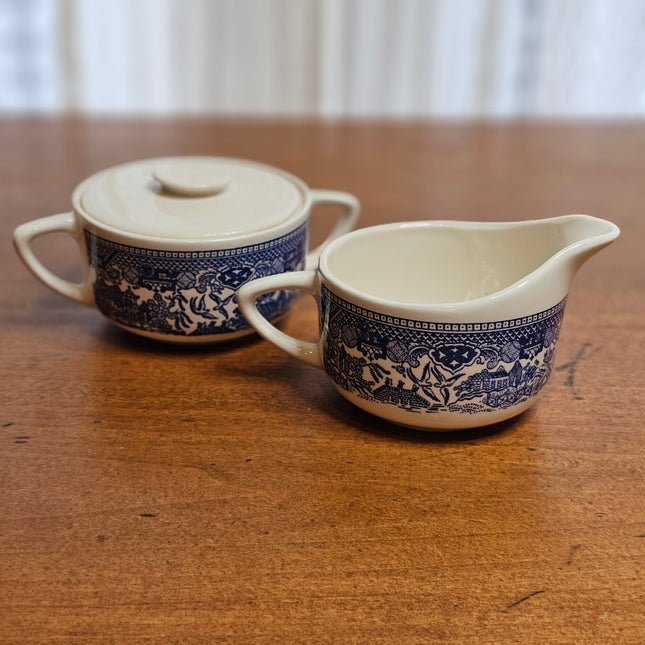 Blue Willow Royal China Lidded Sugar and Creamer Set