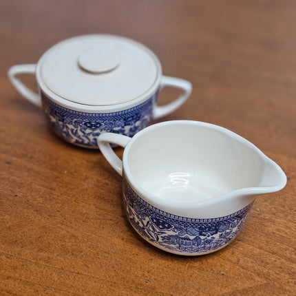 Blue Willow Royal China Lidded Sugar and Creamer Set