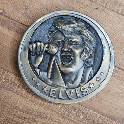 Vintage Bronze Elvis Presley Round Belt Buckle