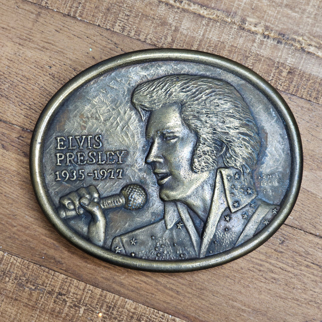 Vintage Bronze Elvis Presley Oval Belt Buckle First Edition