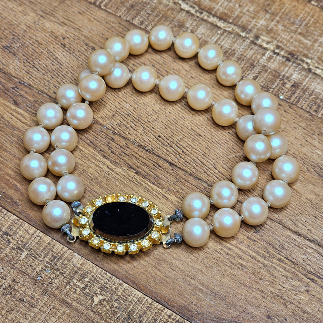 Vintage Double Strand Faux Pearl  Bracelet