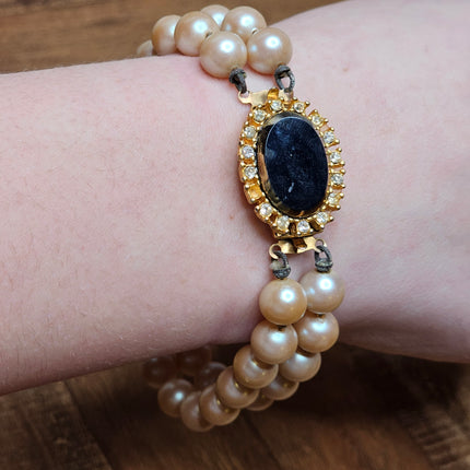 Vintage Double Strand Faux Pearl Bracelet