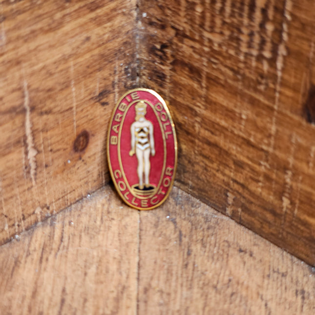 Oval Red and Gold "Barbie Doll Collector" Enamel Pin