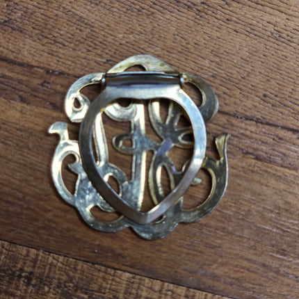 Vintage Gold-Tone Metal Monogram Scarf Clip