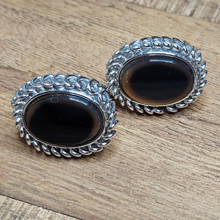 Vintage Silver and Tiger Eye Cufflinks