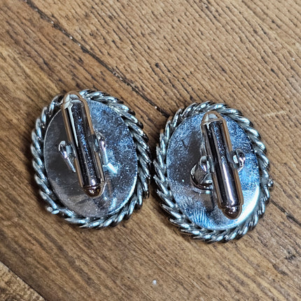 Vintage Silver and Tiger Eye Cufflinks