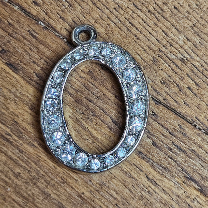 Dainty Rhinestone Initial "O" Letter Pendant