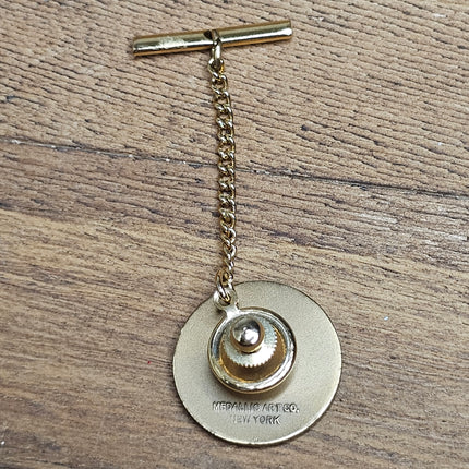 Vintage Round Gold-tone Tie Lapel Pin