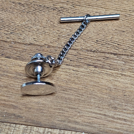 Vintage Oval Sterling Silver Tie Lapel Pin