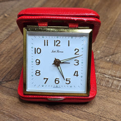 Vintage Red Seth Thomas Travel Clock