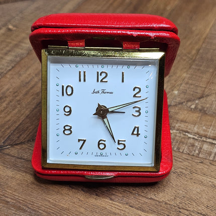 Vintage Red Seth Thomas Travel Clock