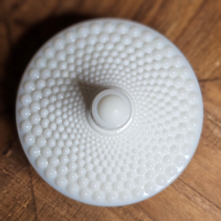 Vintage Hobnail Milk Glass Lidded Powder Dish