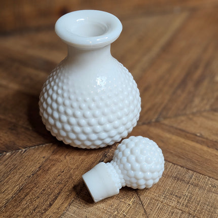 Vintage Hobnail Milk Glass Perfume Bottle