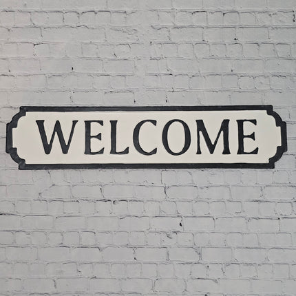 Metal Black and White Welcome Sign