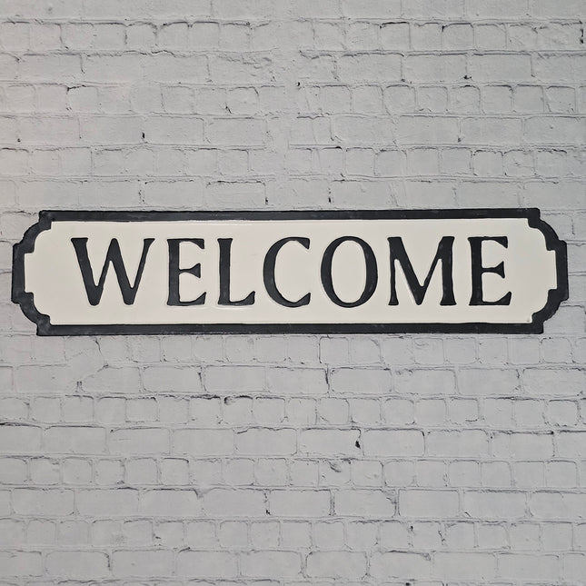 Metal Black and White Welcome Sign