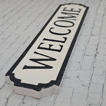 Metal Black and White Welcome Sign