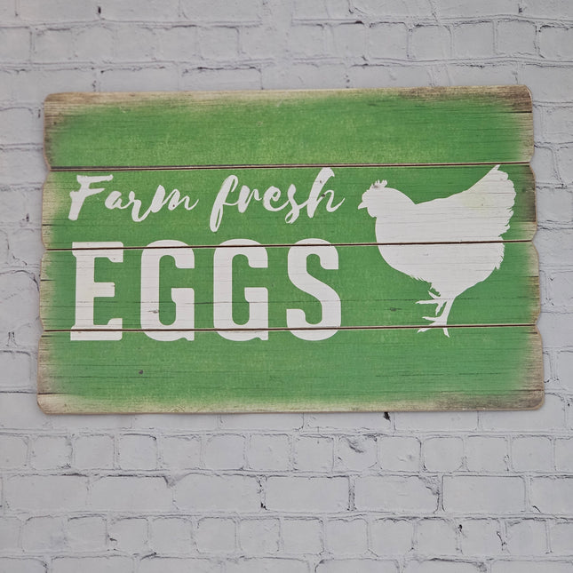 Wooden Green Farm Fresh Eggs Sign