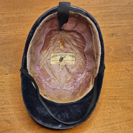 Vintage Dark Blue Velvet Equestrian Riding Hat