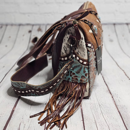 Turquoise Stars Concealed Carry Leather and Hairon Myra Bag