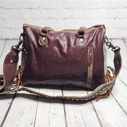 Turquoise Stars Concealed Carry Leather and Hairon Myra Bag