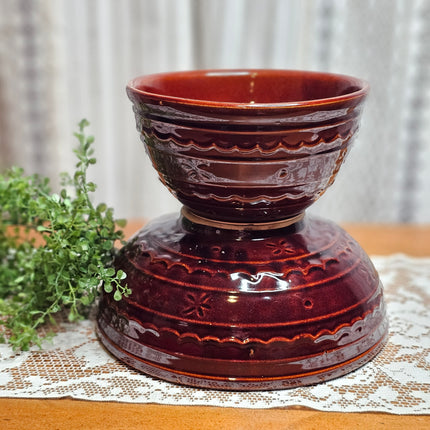 10" Marcrest Daisy Dot Brown Stoneware Bowl