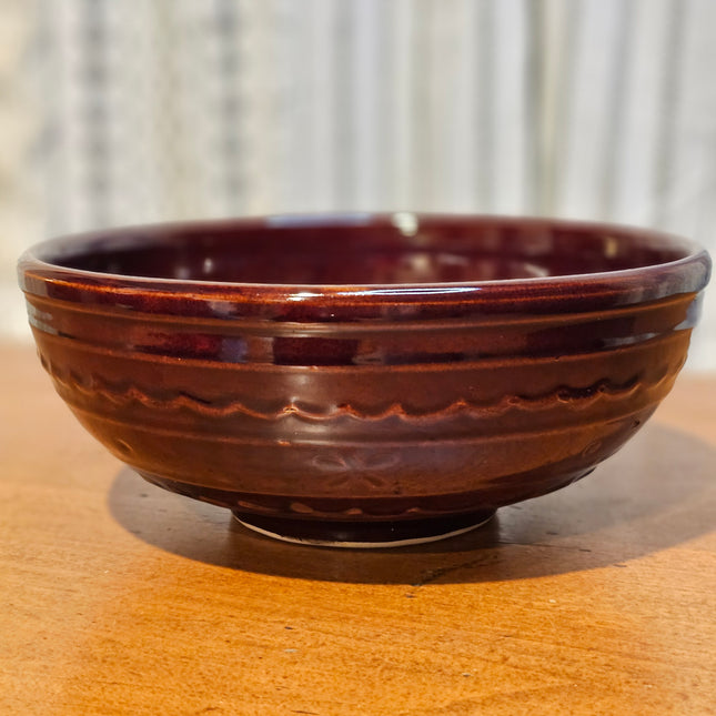 10" Marcrest Daisy Dot Brown Stoneware Bowl