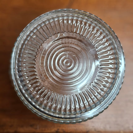 Vintage Anchor Hocking Lidded Ribbed Glass Biscuit Jar