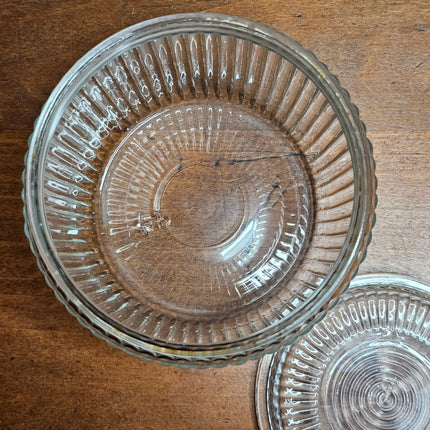 Vintage Anchor Hocking Lidded Ribbed Glass Biscuit Jar
