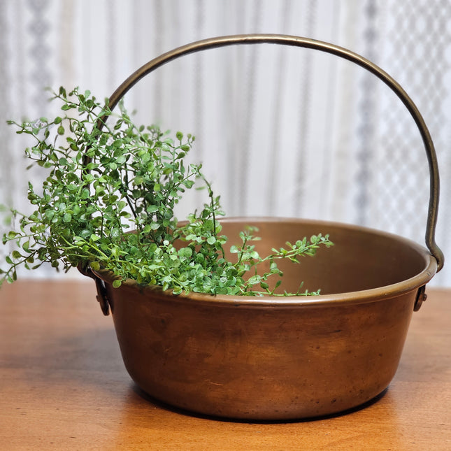 12" Vintage Copper and Brass Jelly/Jam Handled Pot