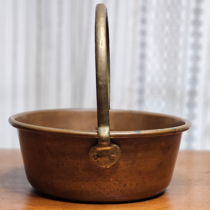 12" Vintage Copper and Brass Jelly/Jam Handled Pot