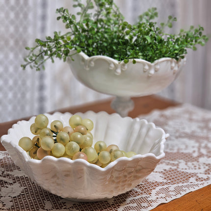 Vintage Indiana Glass Teardrop Milk Glass Compote Pedestal Bowl