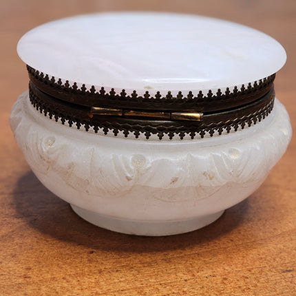 Vintage Marble and Brass Lidded Trinket Box
