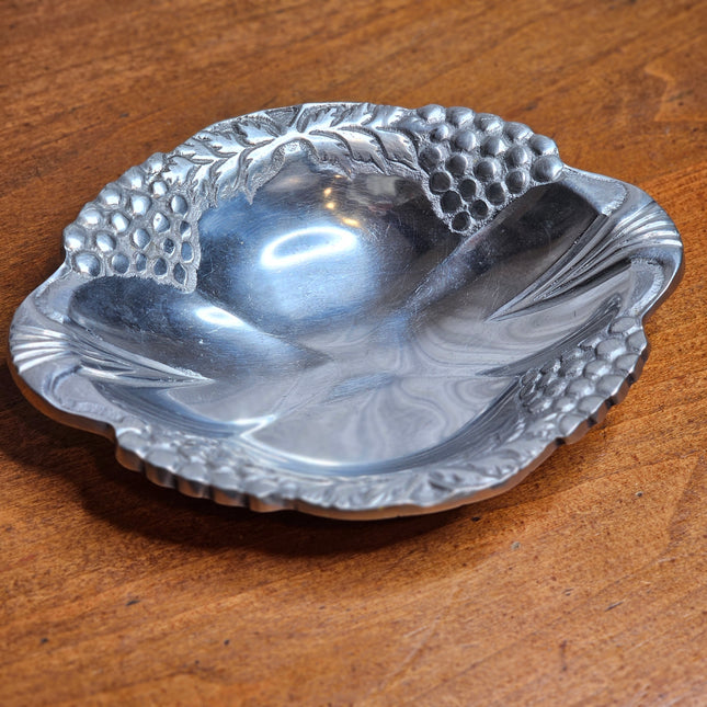 Pewter Grape Pattern Serving Bowl