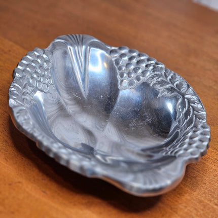 Pewter Grape Pattern Serving Bowl