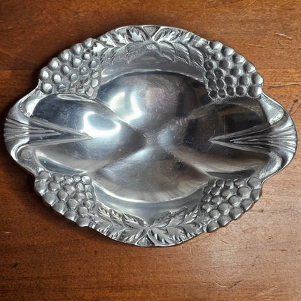 Pewter Grape Pattern Serving Bowl