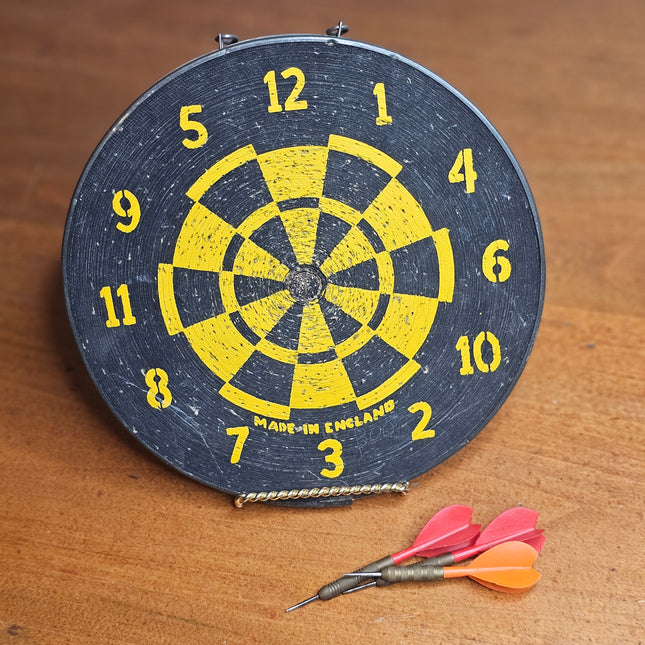 Vintage 9" Miniature Dartboard With 3 Darts