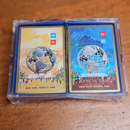 Set of 2 Vintage New York World's Fair Playing Cards With Case