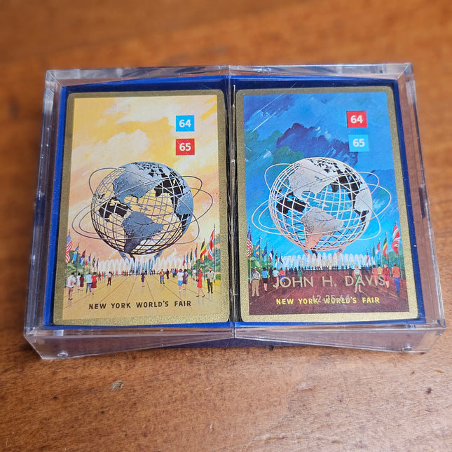 Set of 2 Vintage New York World's Fair Playing Cards With Case
