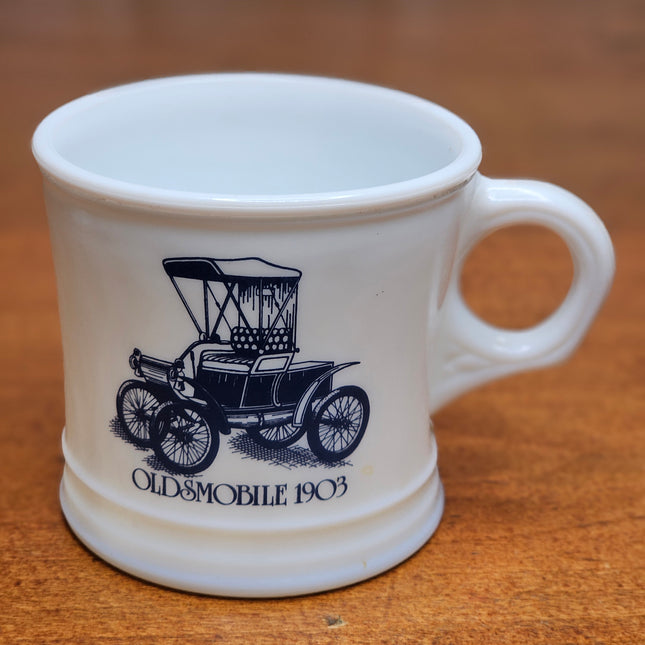 Vintage Surrey Milk Glass Oldsmobile 1903 Shaving Mug