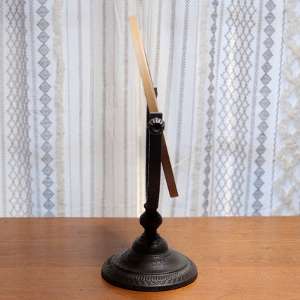 Large Swivel Wooden and Cast Iron Tabletop Mirror
