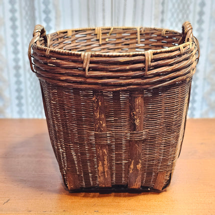 Vintage Wicker and Bamboo Woven Basket