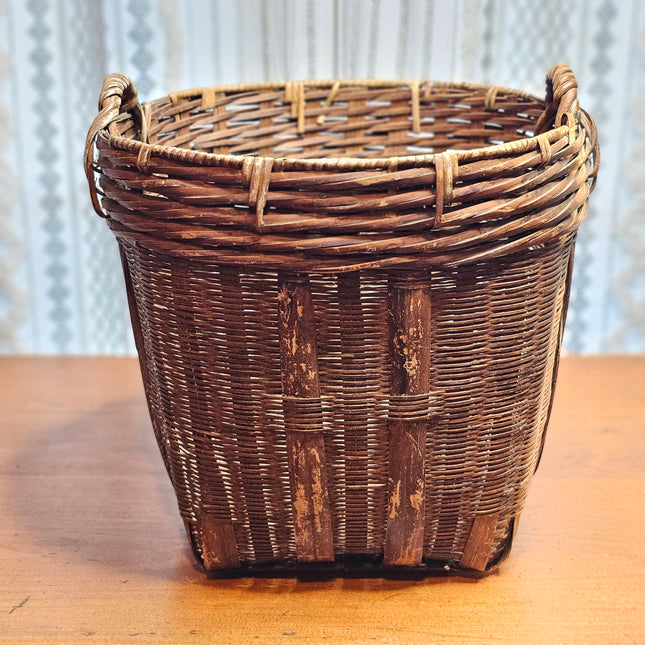 Vintage Wicker and Bamboo Woven Basket