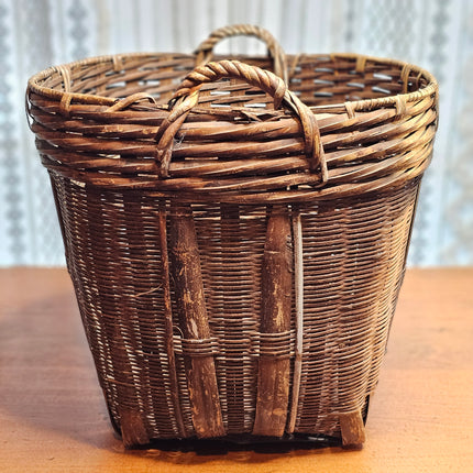 Vintage Wicker and Bamboo Woven Basket