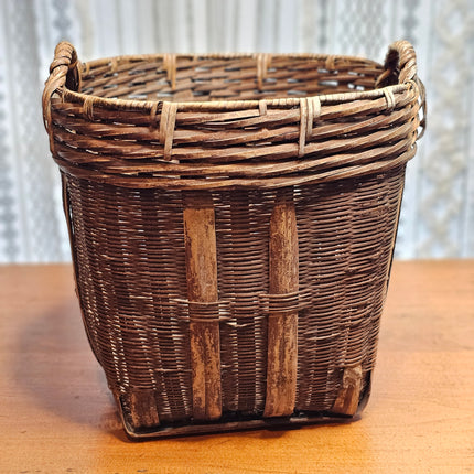 Vintage Wicker and Bamboo Woven Basket
