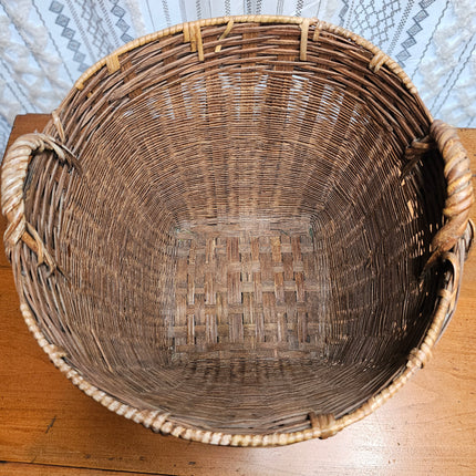 Vintage Wicker and Bamboo Woven Basket