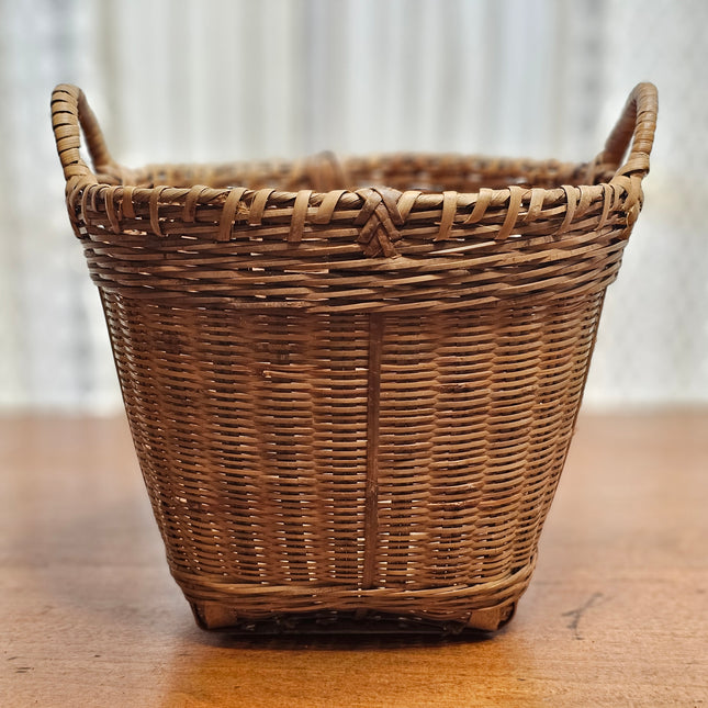 9.5" Vintage Wicker Woven Basket With Handles