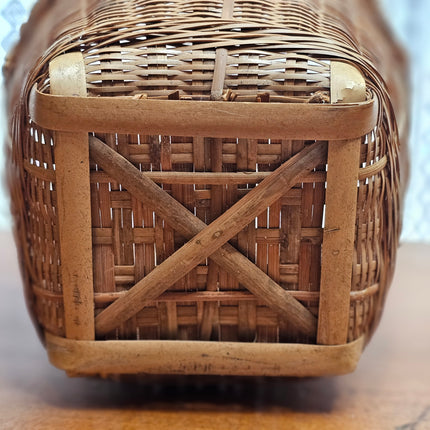 9" Vintage Wicker Woven Basket With Handles