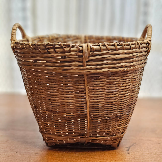 9.25" Vintage Wicker Woven Basket With Handles