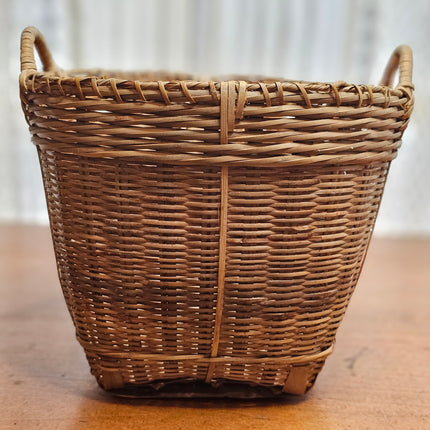 9.25" Vintage Wicker Woven Basket With Handles