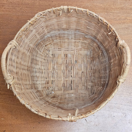 9.25" Vintage Wicker Woven Basket With Handles